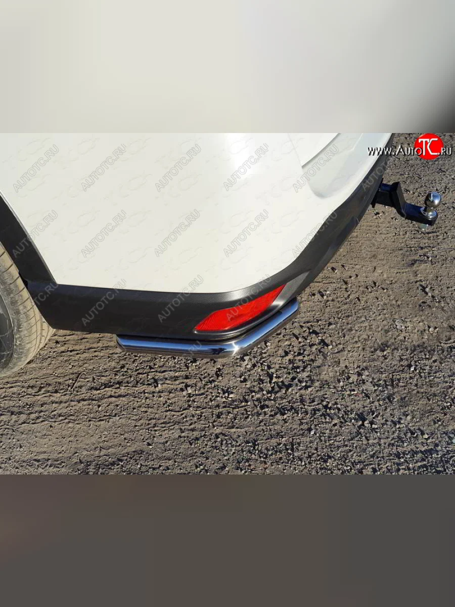 Защита заднего бампера (уголки) ТСС 42,4 мм Subaru Forester SK/S14 дорестайлинг (2018-2021) (короткие, под брызговики)  в Самаре Самарской области