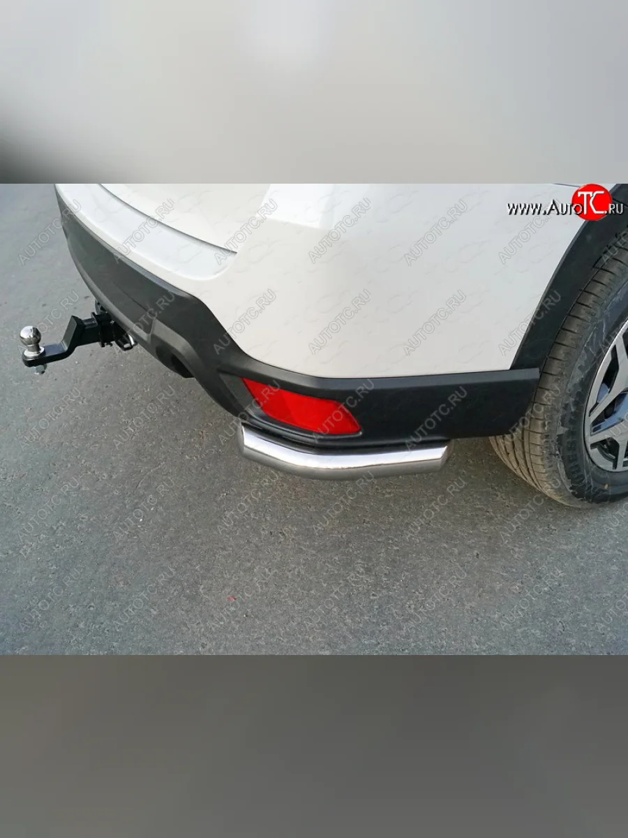 Защита заднего бампера (уголки) ТСС 60,3мм Subaru Forester SK/S14 дорестайлинг (2018-2021) (короткие, под брызговики)  в Самаре Самарской области