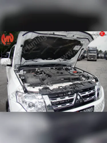 Упор капота MV-Tuning (двойной) Mitsubishi Pajero ( 4 V90,  4 V80) (2006-2020) дорестайлинг, 1-ый рестайлинг, 3 дв. 1-ый рестайлинг, 2-ой рестайлинг