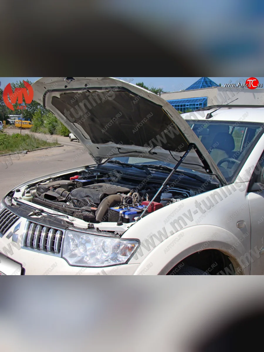 Упор капота MV-Tuning (одинарный)  Mitsubishi Pajero Sport (2008-2013) PB  в Самаре Самарской области