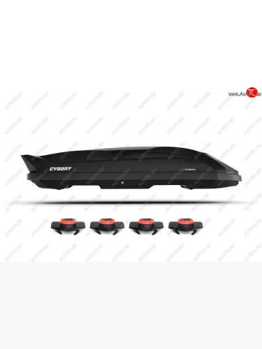 Автобокс CYBORT Inception (206x86x40 см, быстросъемное крепление Краб) (Black Metallic Glossy) 
