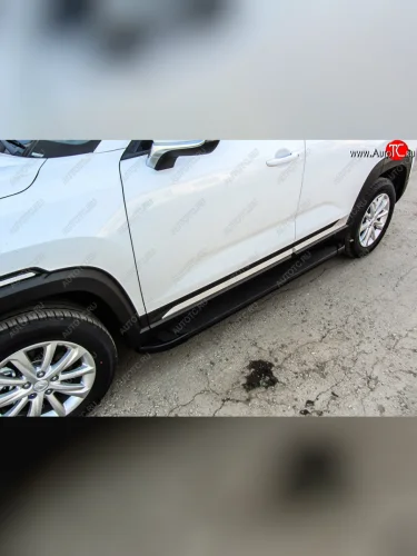 Пороги алюминиевые Slitkoff (Optima Black ) Changan CS35 Plus (2018-2022) дорестайлинг