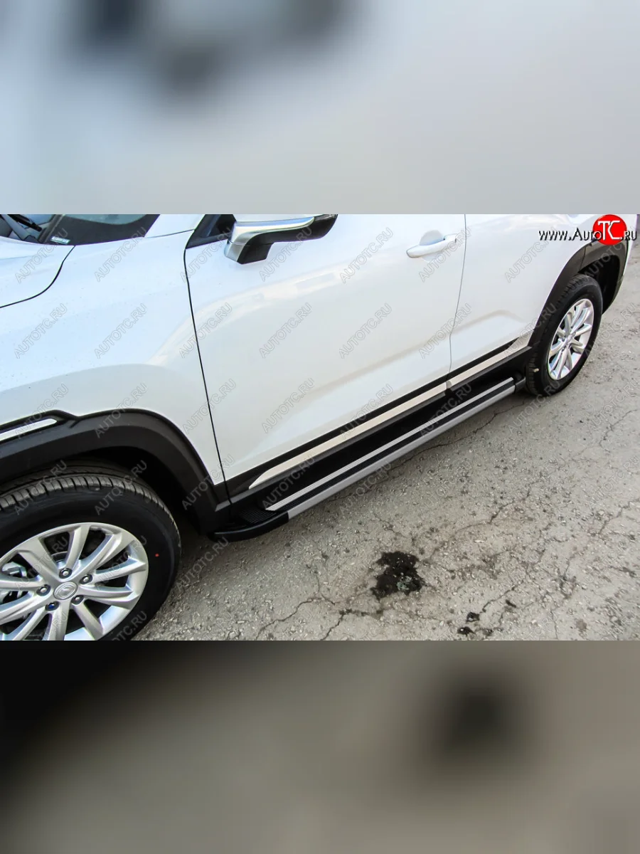 Пороги алюминиевые Slitkoff  Changan CS35 Plus (2018-2022) (Luxe Black)  в Самаре Самарской области