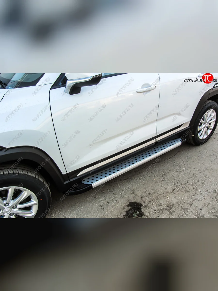 Пороги алюминиевые Slitkoff  Changan CS35 Plus (2018-2022) (Standart Silver)  в Самаре Самарской области