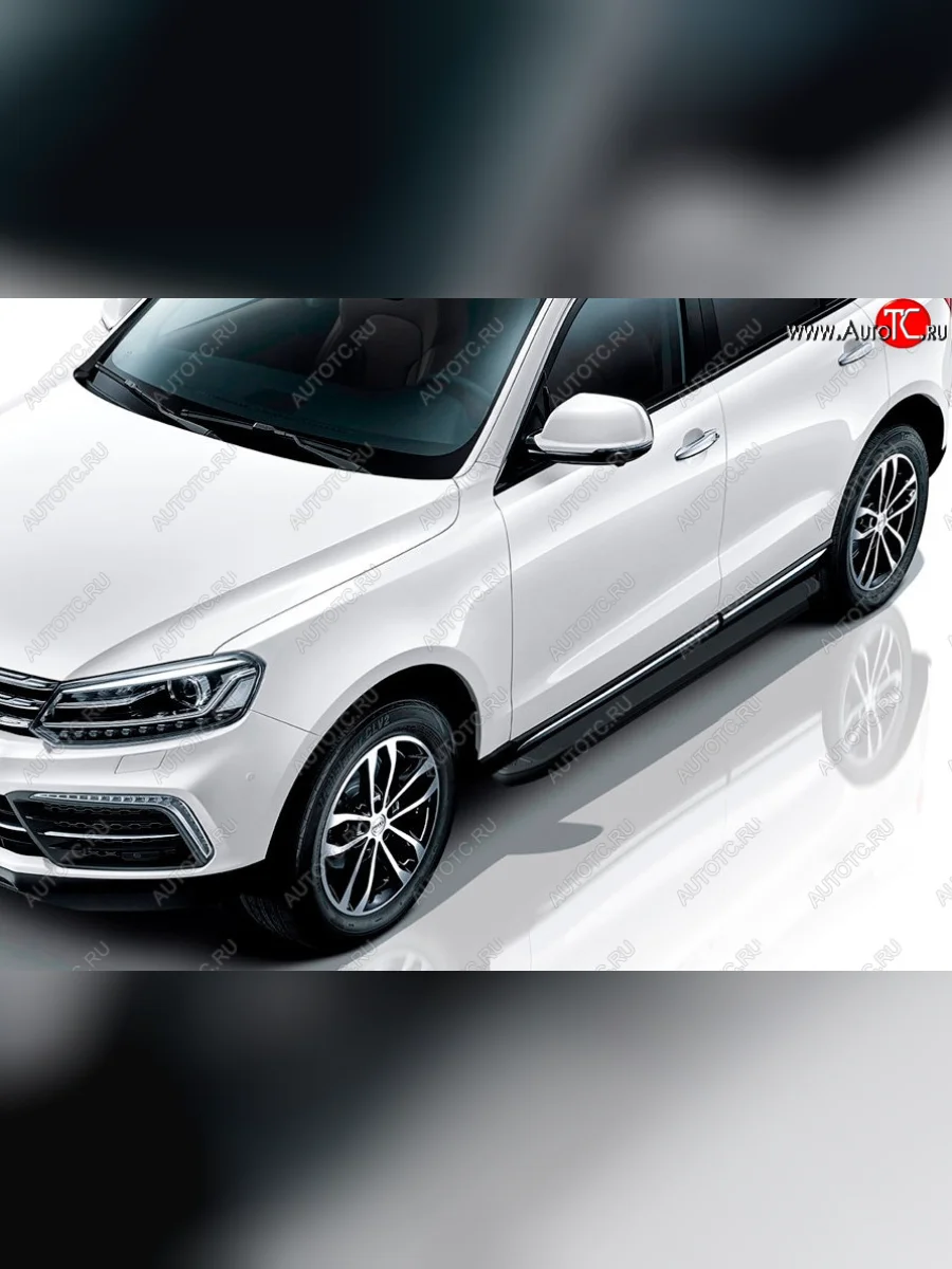 Пороги алюминиевые Slitkoff  Zotye Coupa (2019-2021) B11F (Optima Black )  в Самаре Самарской области