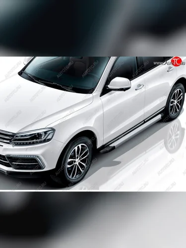 Пороги алюминиевые Slitkoff (Optima Silver) Zotye Coupa  B11F (2019-2021)