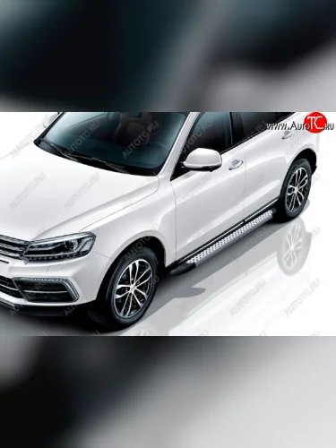 Пороги алюминиевые Slitkoff (Standart Silver) Zotye Coupa  B11F (2019-2021)