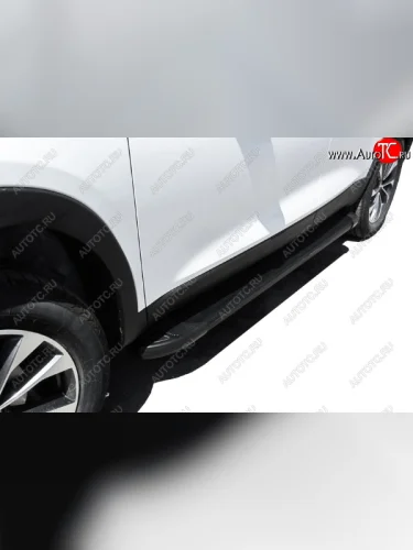 Пороги алюминиевые Slitkoff (Optima Black ) Chery Tiggo 7 (2016-2020)