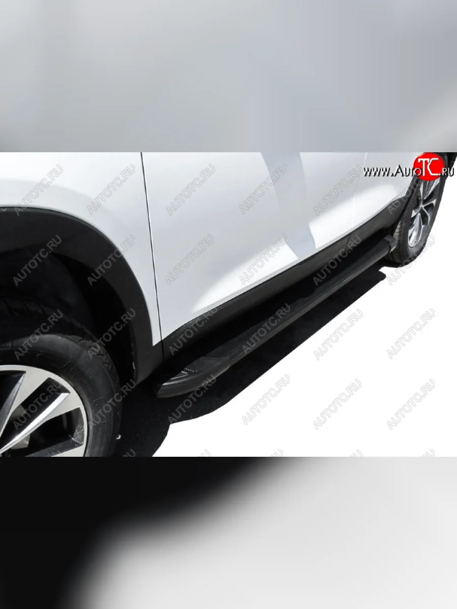 Пороги алюминиевые Slitkoff Chery Tiggo 7 (2016-2020) (Optima Black )  в Керчи Республика Крым