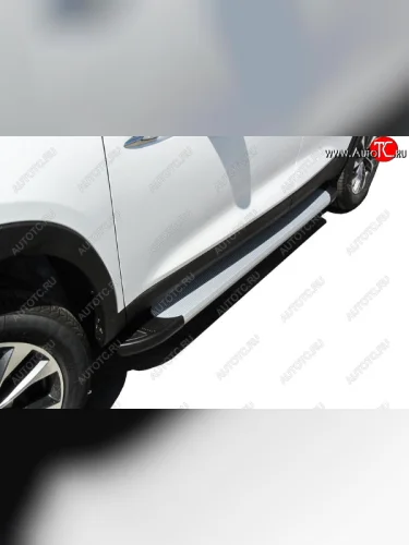 Пороги алюминиевые Slitkoff (Optima Silver) Chery Tiggo 7 (2016-2020)