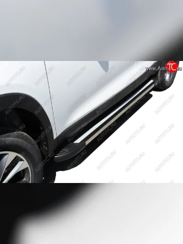 Пороги алюминиевые Slitkoff (Luxe Black) Chery Tiggo 7 (2016-2020)