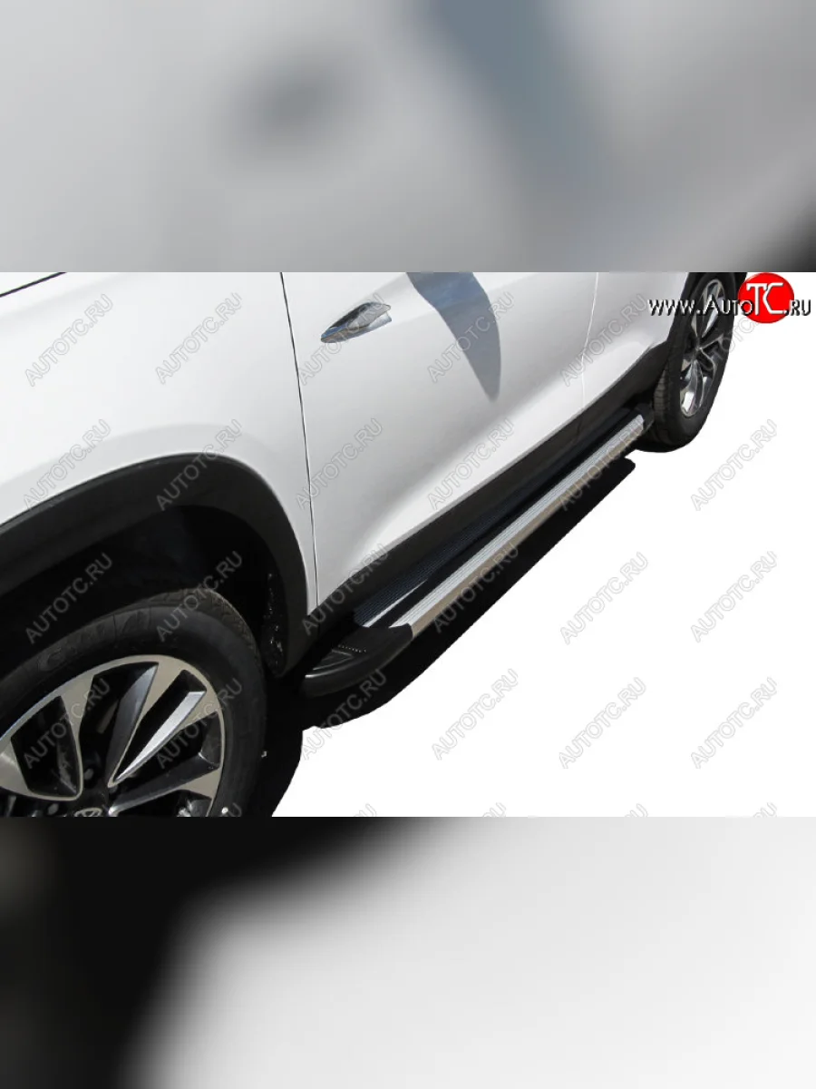 Пороги алюминиевые Slitkoff Chery Tiggo 7 (2016-2020) (Luxe Silver)  в Керчи Республика Крым