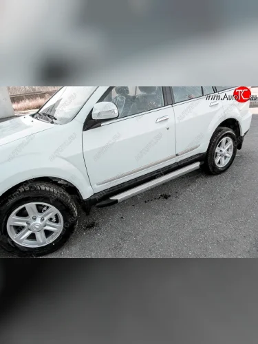 Пороги алюминиевые Slitkoff (Optima Silver) Derways Hower Н3 (2017-2019)