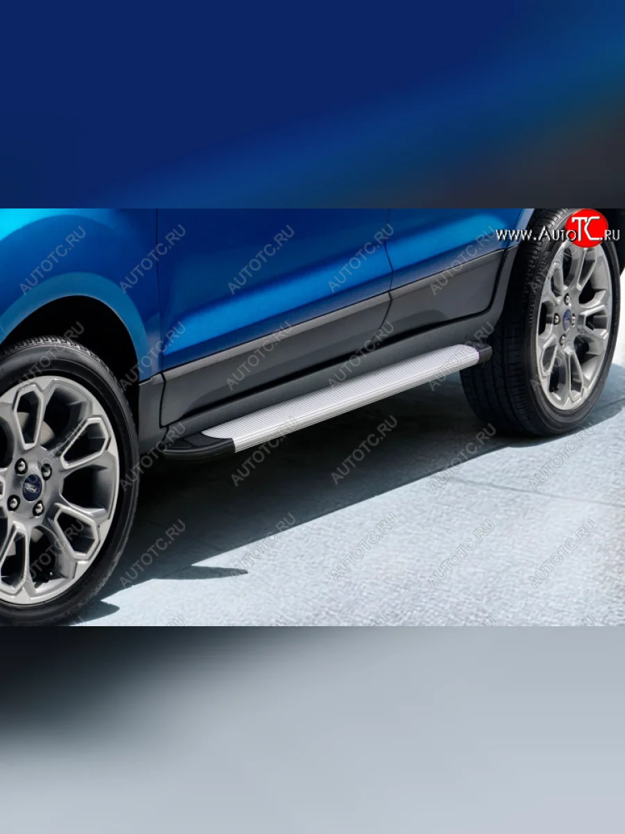 Пороги алюминиевые Optima Silver 1600 серебристые на  Ford EcoSport (2017-2019) B515 (Optima Silver)  в Самаре Самарской области