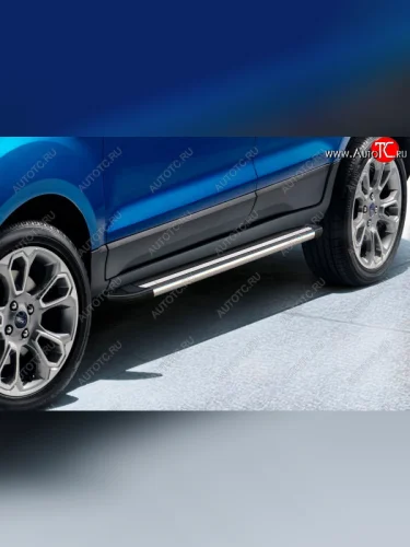 Пороги алюминиевые Slitkoff Ford EcoSport B515 рестайлинг (2017-2019) (Luxe Black)