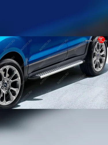 Пороги алюминиевые Slitkoff Ford EcoSport B515 рестайлинг (2017-2019) (Standart Silver)