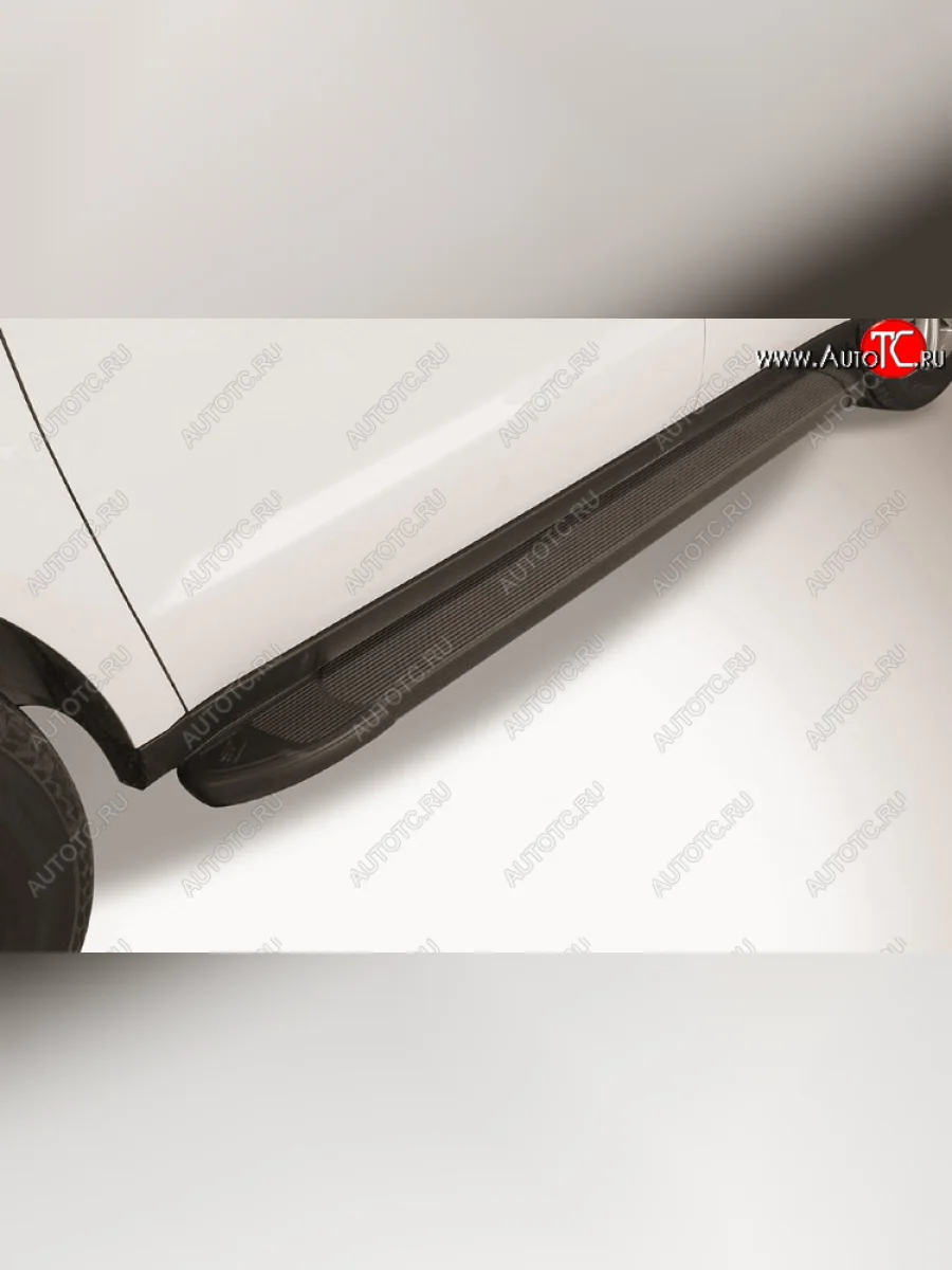 Пороги алюминиевые Slitkoff Geely Emgrand X7 1-ый рестайлинг (2015-2018) (Optima Black )  с доставкой в г. Керчь