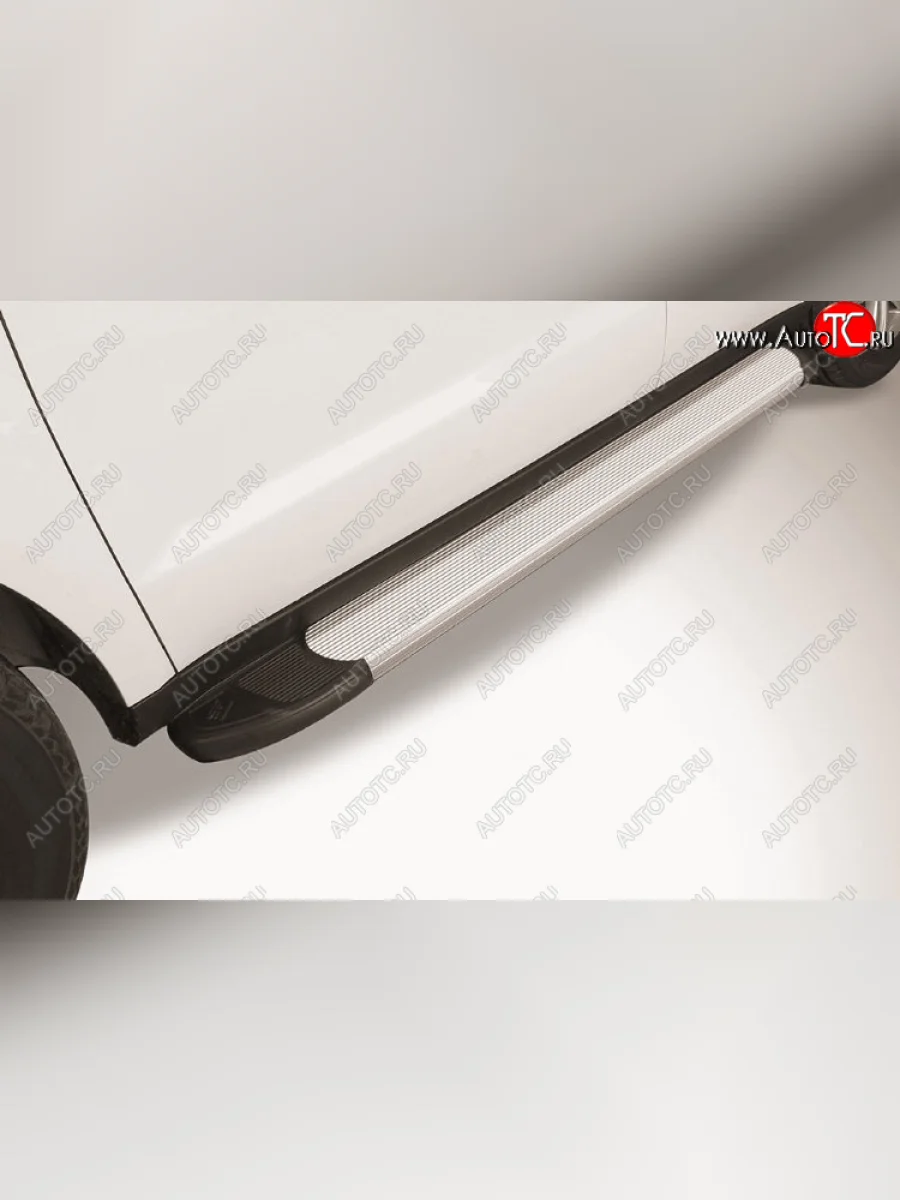 Пороги алюминиевые Slitkoff Geely Emgrand X7 1-ый рестайлинг (2015-2018) (Optima Silver)  с доставкой в г. Керчь