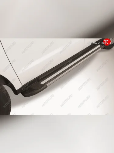 Пороги алюминиевые Slitkoff (Luxe Black) Geely Emgrand X7 1-ый рестайлинг (2015-2018)