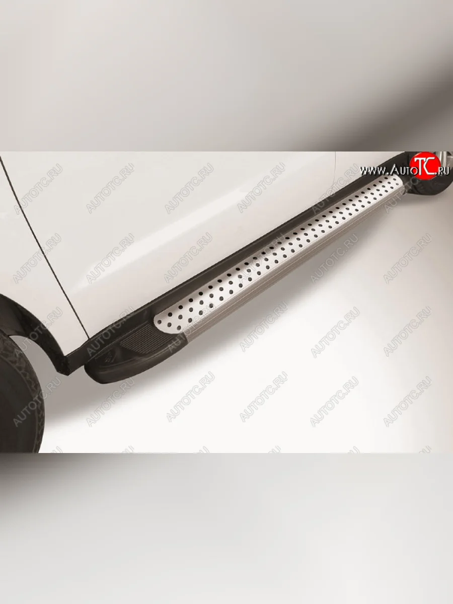 Пороги алюминиевые Slitkoff Geely Emgrand X7 1-ый рестайлинг (2015-2018) (Standart Silver)  с доставкой в г. Керчь