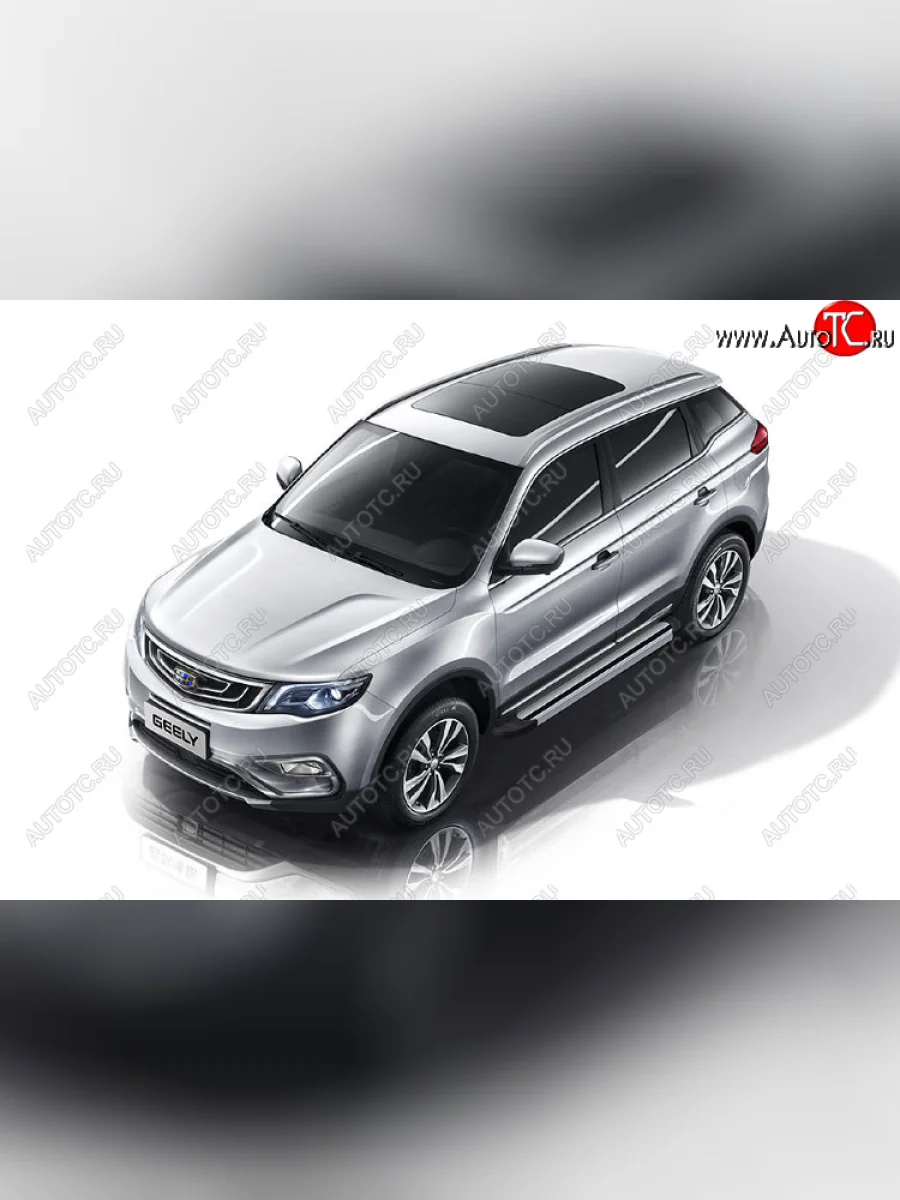 Пороги алюминиевые Slitkoff Geely Atlas NL3 (2016-2022) (Luxe Silver)  в Самаре Самарской области