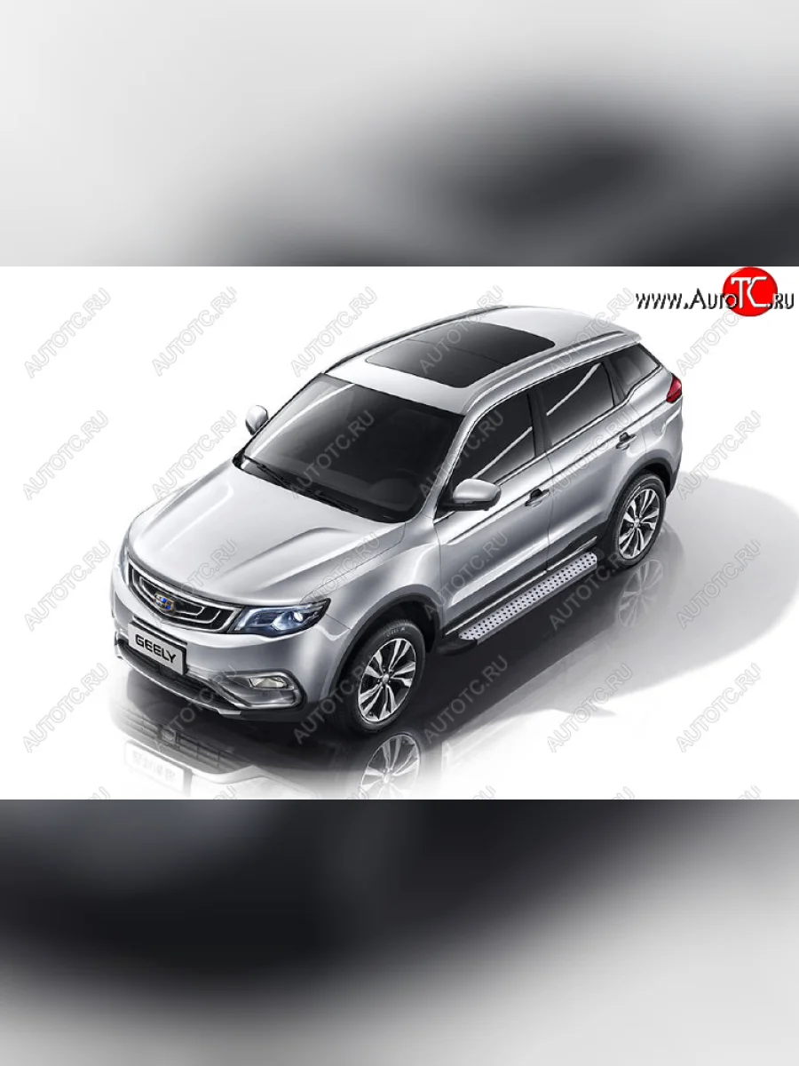 Пороги алюминиевые Slitkoff Geely Atlas NL3 (2016-2022) (Standart Silver)  с доставкой в г. Керчь