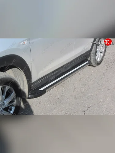 Пороги алюминиевые Slitkoff (Luxe Black) Hyundai Tucson  TL (2018-2021) рестайлинг