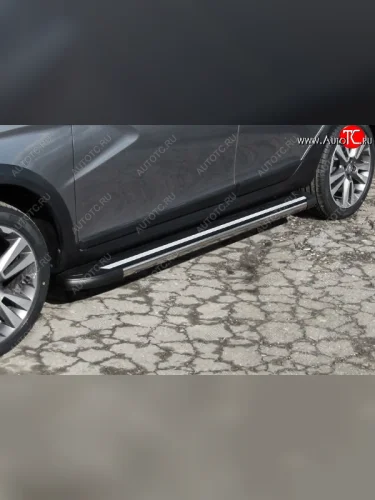 Пороги алюминиевые Slitkoff (Luxe Black) Лада ВАЗ Веста  SW 2181 (2017-2022) универсал дорестайлинг