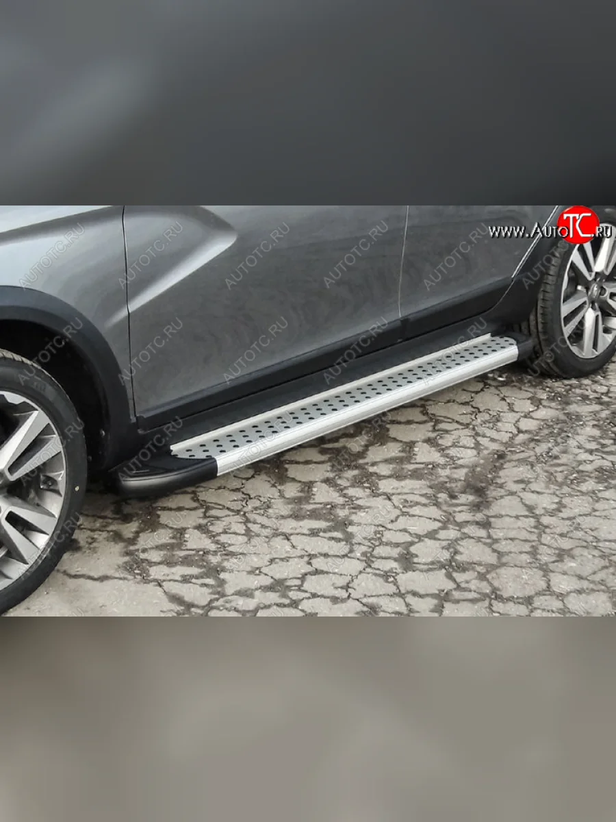 Пороги алюминиевые Slitkoff  Лада ВАЗ Веста (2017-2022) SW 2181 (Standart Silver)  в Самаре Самарской области