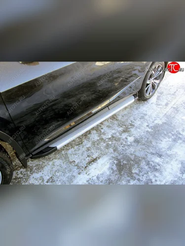Пороги алюминиевые Slitkoff (Optima Silver) Lexus RX350 AL20 дорестайлинг (2015-2019)