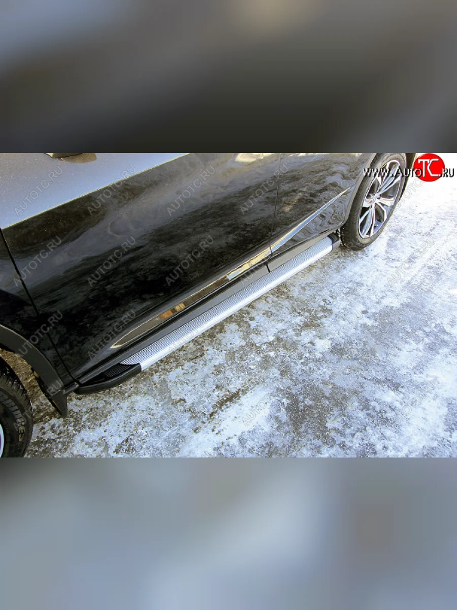 Пороги алюминиевые Slitkoff Lexus RX350 AL20 дорестайлинг (2015-2019) (Optima Silver)  в Самаре Самарской области