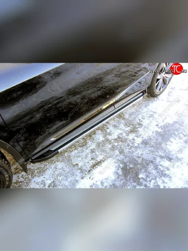 Пороги алюминиевые Slitkoff (Luxe Black) Lexus RX350 AL20 дорестайлинг (2015-2019)