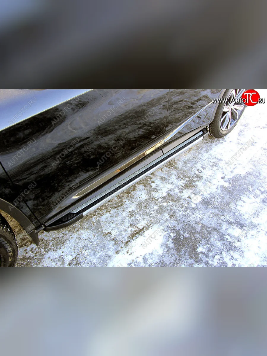 Пороги алюминиевые Slitkoff Lexus RX350 AL20 дорестайлинг (2015-2019) (Luxe Black)  в Перми Пермском крае