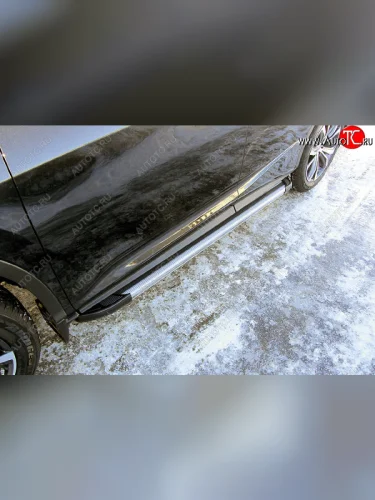 Пороги алюминиевые Slitkoff (Luxe Silver) Lexus RX350  AL20 (2015-2019) дорестайлинг