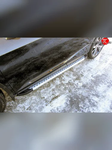 Пороги алюминиевые Slitkoff (Standart Silver) Lexus RX350  AL20 (2015-2019) дорестайлинг