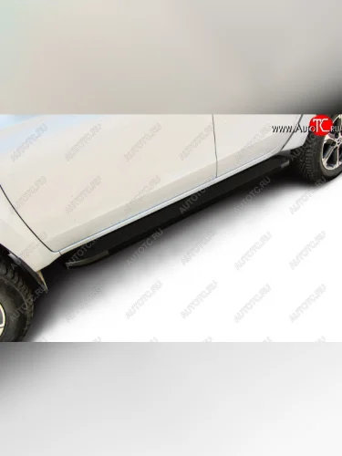 Пороги алюминиевые Slitkoff (Optima Black ) Mitsubishi L200  5 KK,KL (2018-2022) рестайлинг