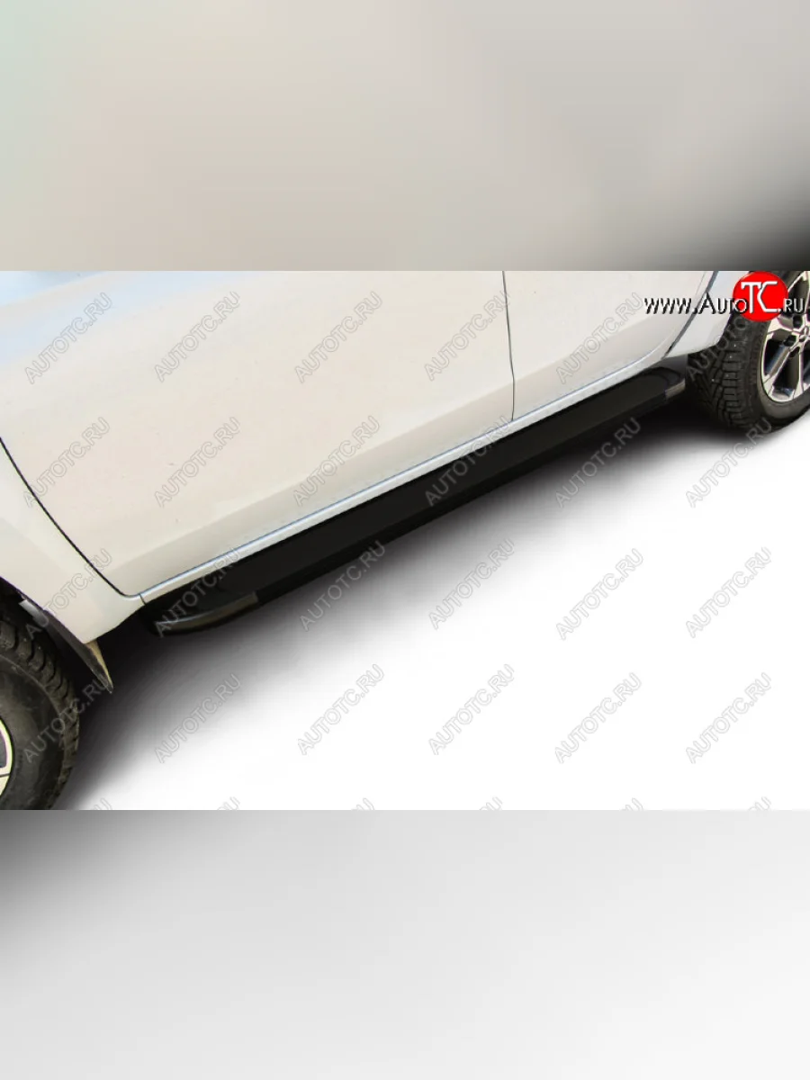 Пороги алюминиевые Slitkoff Mitsubishi L200 5 KK,KL рестайлинг (2018-2022) (Optima Black )  в Керчи Республика Крым