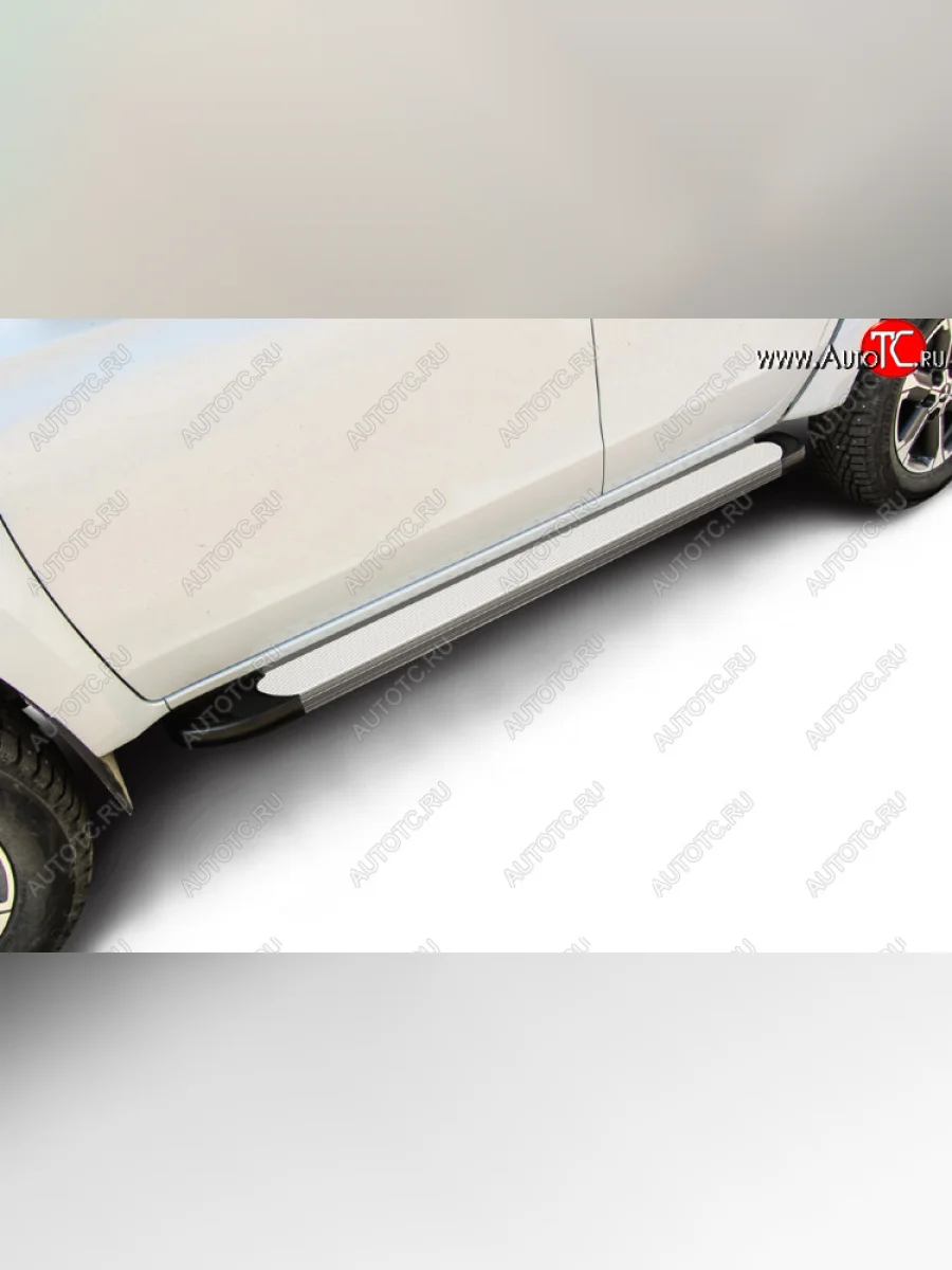 Пороги алюминиевые Slitkoff Mitsubishi L200 5 KK,KL рестайлинг (2018-2022) (Optima Silver)  в Самаре Самарской области