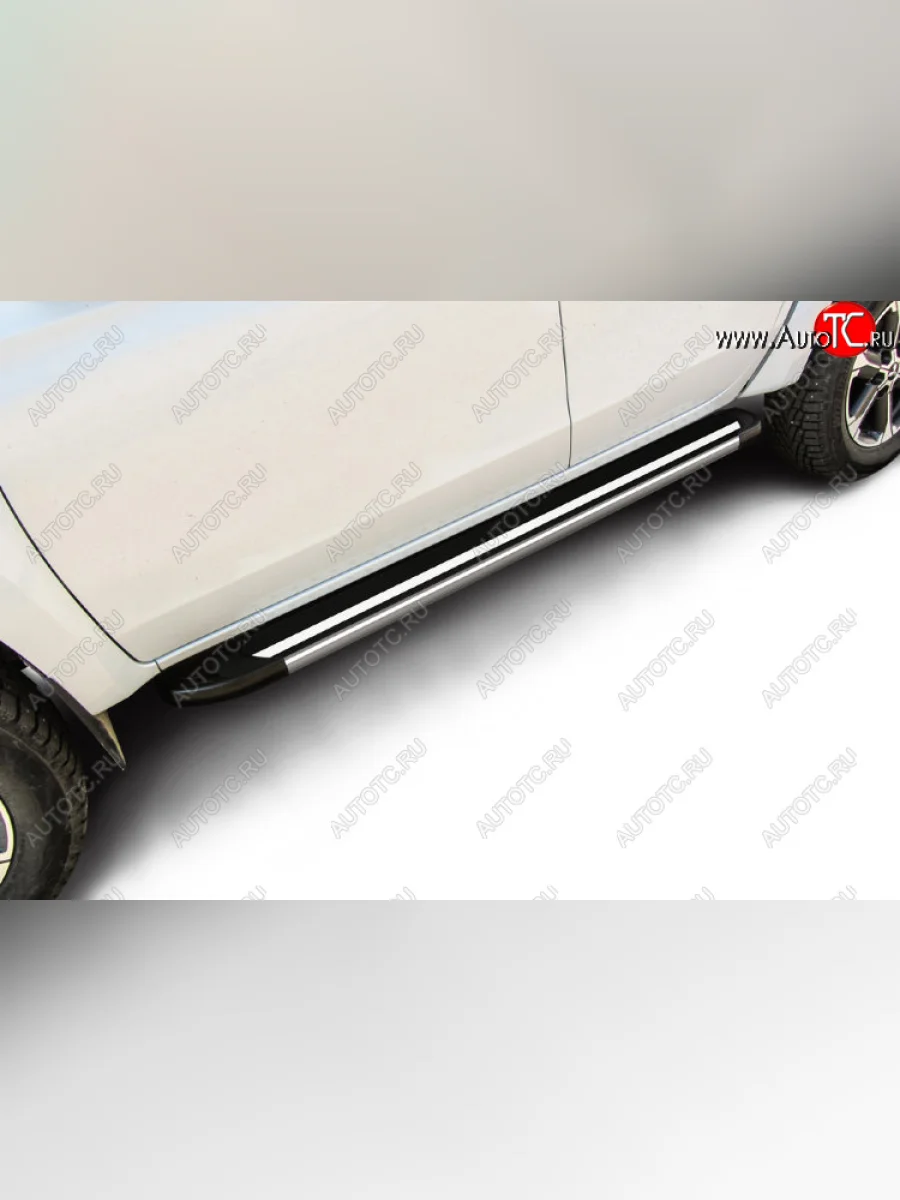 Пороги алюминиевые Slitkoff Mitsubishi L200 5 KK,KL рестайлинг (2018-2022) (Luxe Black)  в Самаре Самарской области