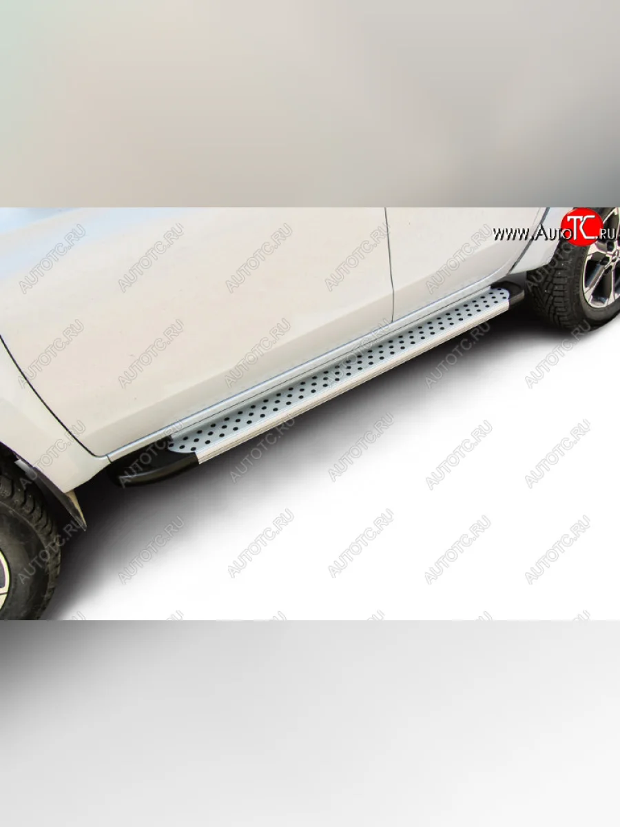 Пороги алюминиевые Slitkoff Mitsubishi L200 5 KK,KL рестайлинг (2018-2022) (Standart Silver)  в Керчи Республика Крым