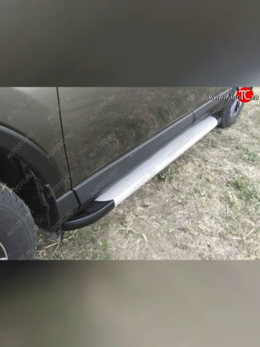 Пороги алюминиевые Slitkoff (Optima Silver) Mazda CX-5  KE (2015-2017) рестайлинг