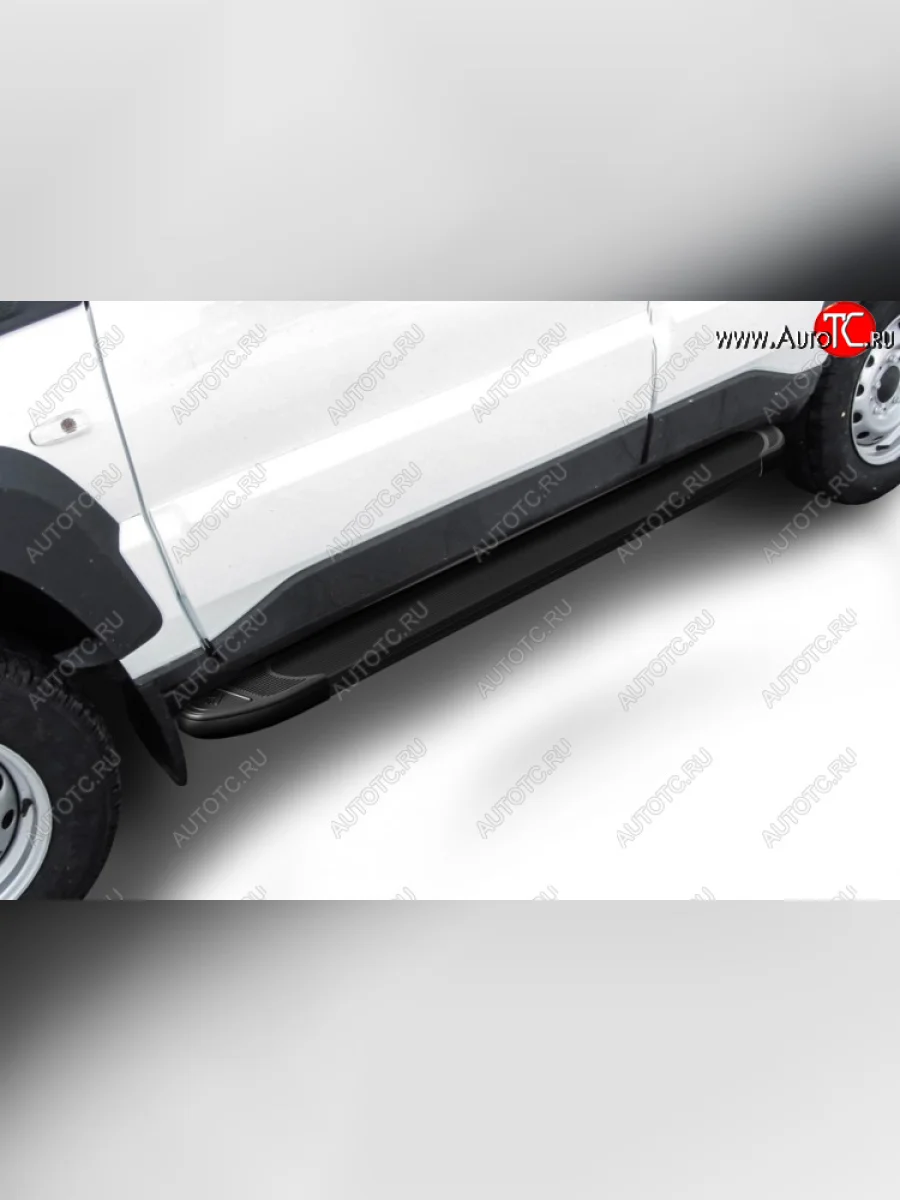 Пороги алюминиевые Slitkoff  Лада ВАЗ Нива Трэвел (2021-2025) (Optima Black )  в Самаре Самарской области