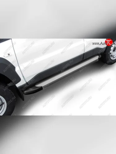 Пороги алюминиевые Slitkoff (Optima Silver) Лада ВАЗ Нива Трэвел (2021-2025) (212300-80)