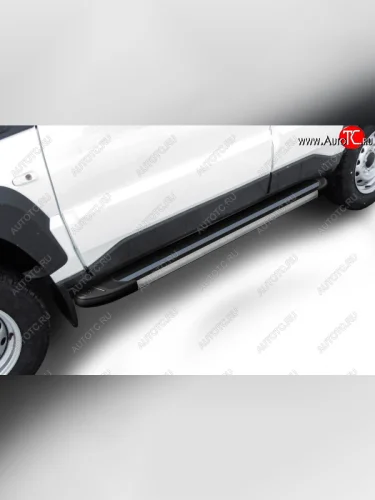 Пороги алюминиевые Slitkoff (Luxe Black) Лада ВАЗ Нива Трэвел (2021-2025) (212300-80)