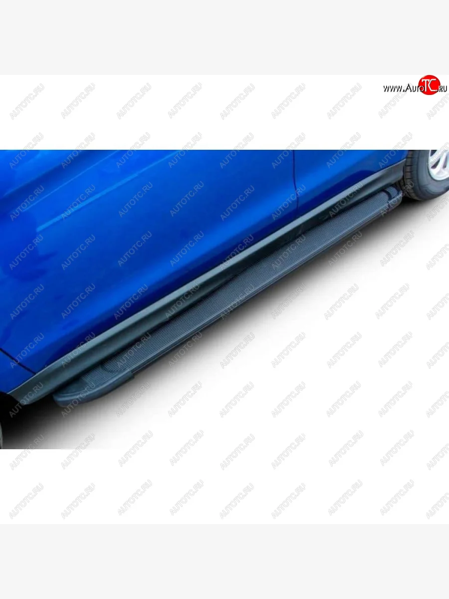 Пороги алюминиевые Slitkoff  Chevrolet Niva (2009-2020) 2123 (Optima Black )  в Самаре Самарской области