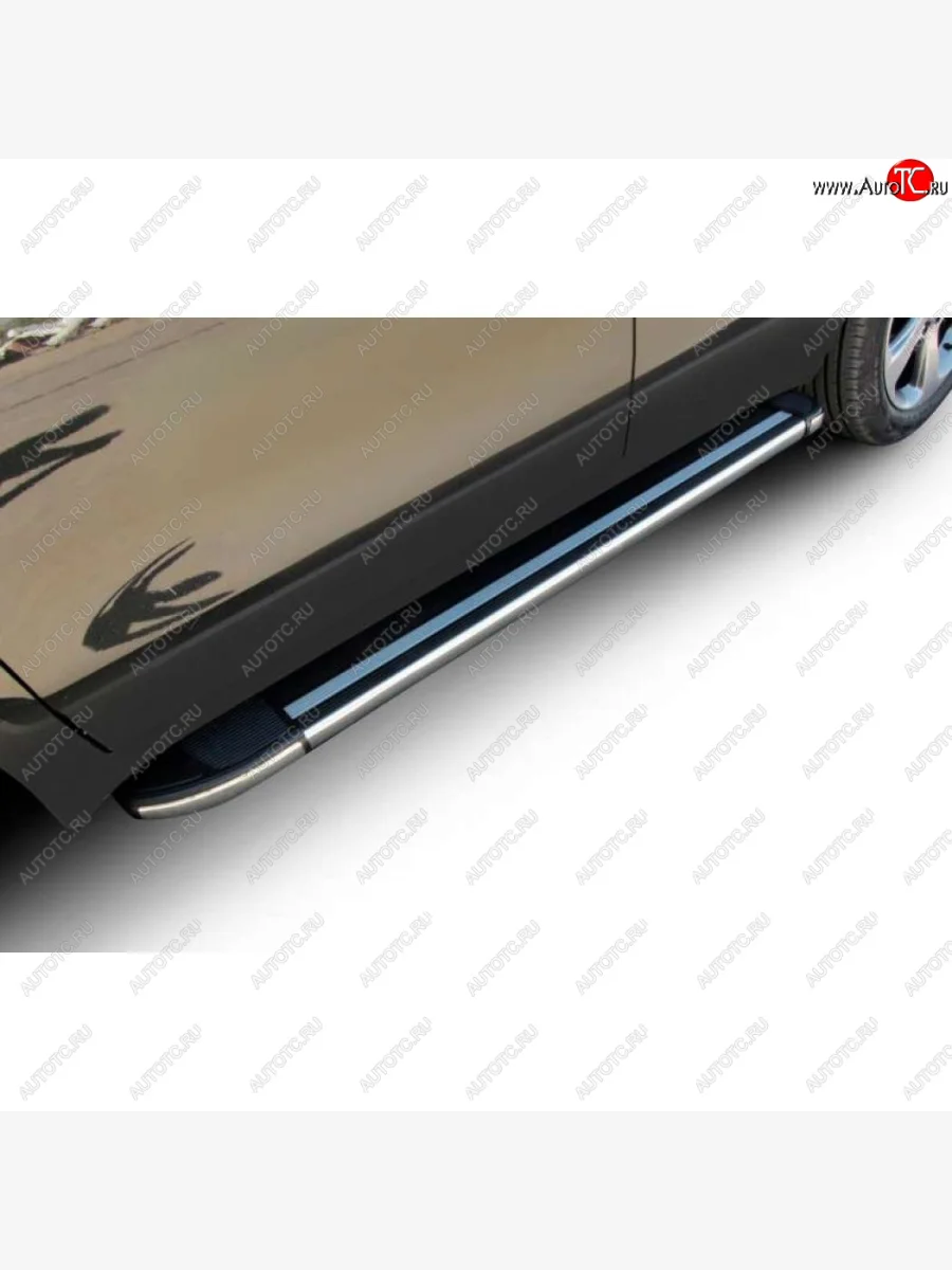 Пороги алюминиевые Slitkoff Chevrolet Niva 2123 рестайлинг (2009-2020) (Luxe Black)  в Самаре Самарской области