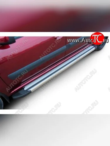 Пороги алюминиевые Slitkoff (Luxe Silver) Chevrolet Niva 2123 рестайлинг (2009-2020)