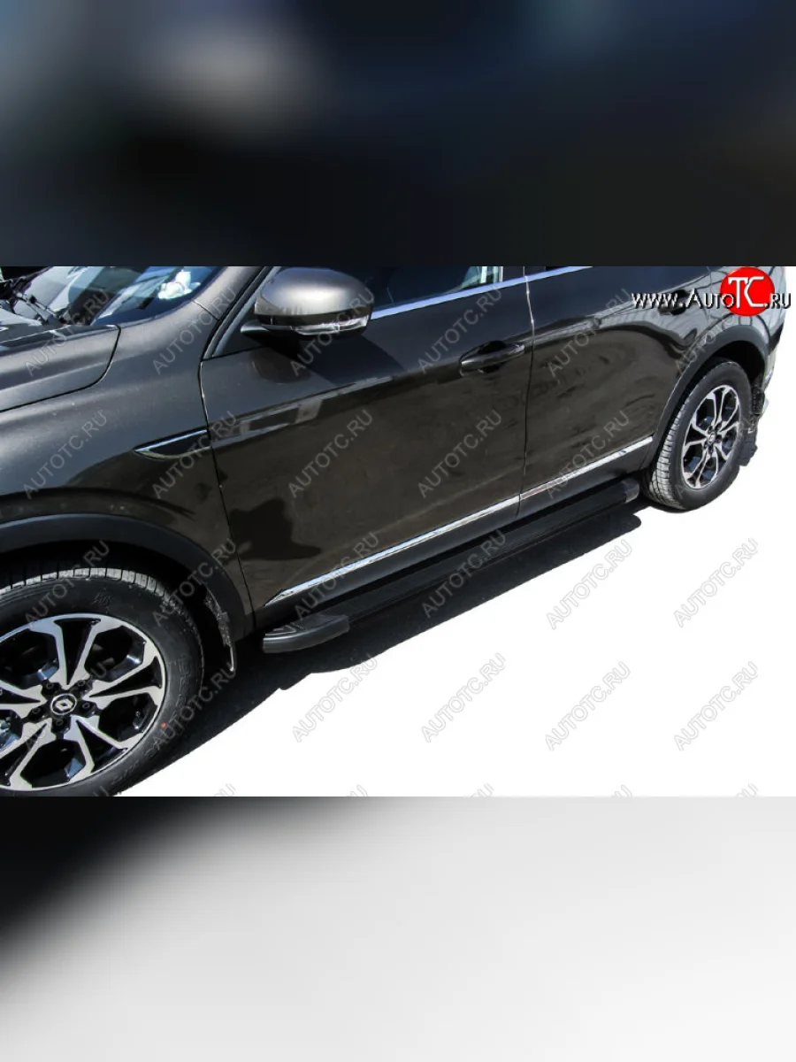 Пороги алюминиевые Slitkoff Renault Arkana (2019-2025) (Optima Black )  в Самаре Самарской области