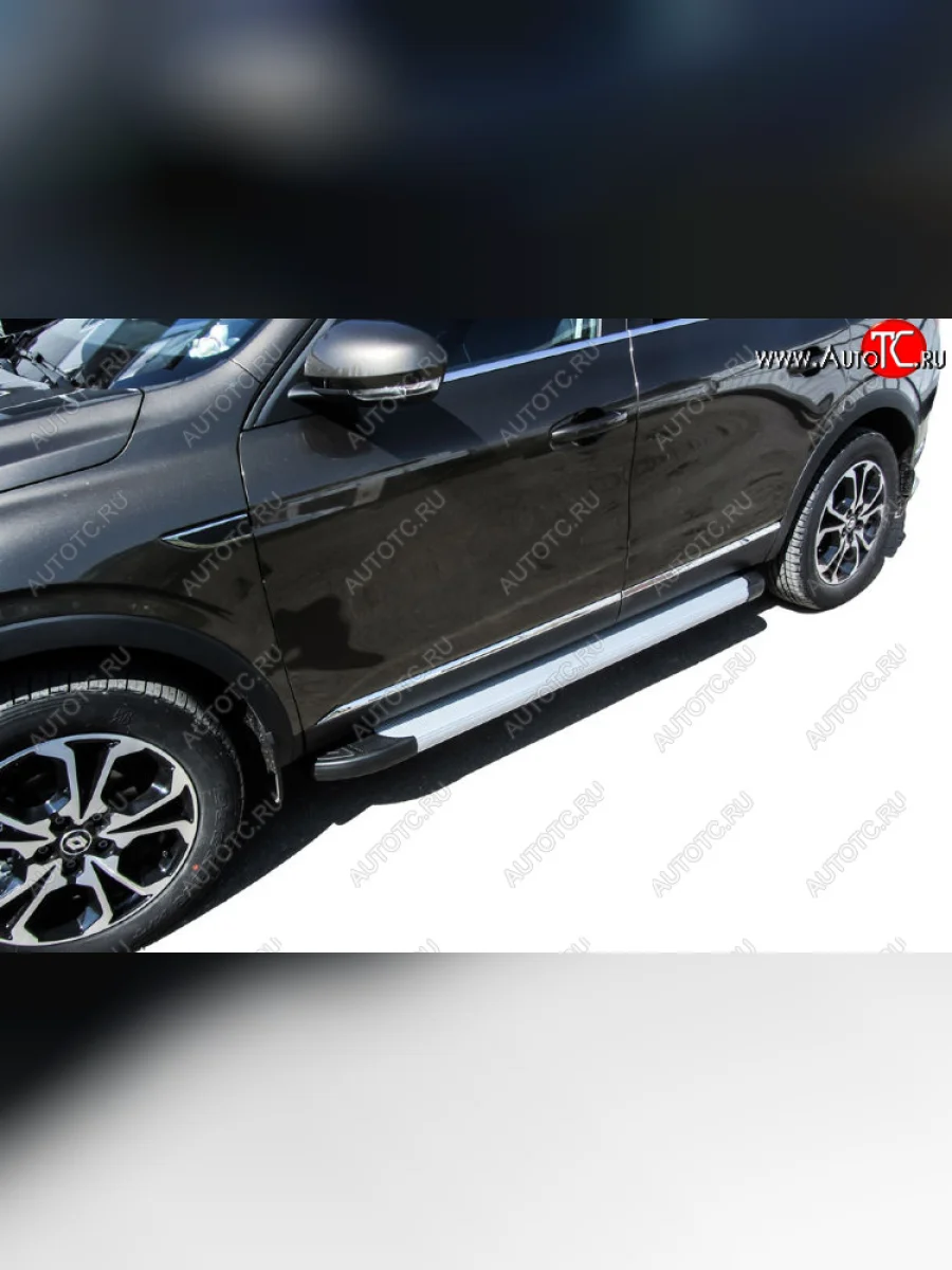 Пороги алюминиевые Slitkoff Renault Arkana (2019-2025) (Optima Silver)  в Перми Пермском крае