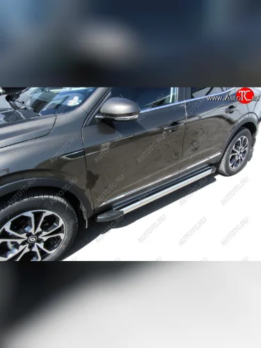 Пороги алюминиевые Slitkoff (Luxe Silver) Renault Arkana (2019-2025)